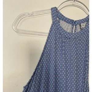 Old Navy Maxi Dress Womens S Blue Floral Patterned Halter Long Sleeveless Belt